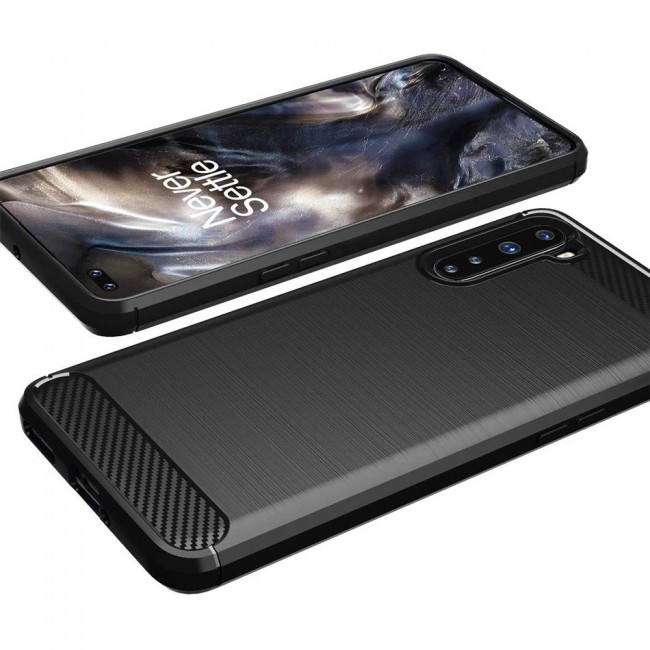 OnePlus Nord Brushed Carbon Fiber Case Cover - Black