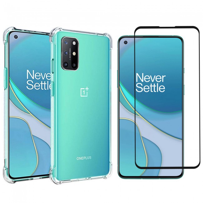 Oneplus 8T Soft Clear TPU Case Cover Gorilla with 3D Tempered Screen Protector
