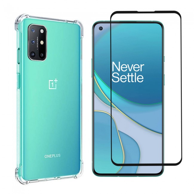 Oneplus 8T Soft Clear TPU Case Cover Gorilla with 3D Tempered Screen Protector