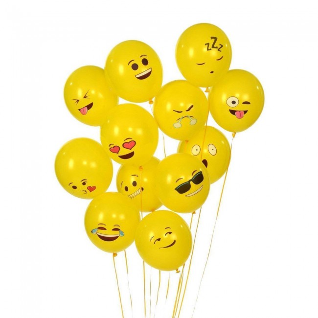 Party Props 100 Pcs Emoji Balloons Mixed Smiley Designs