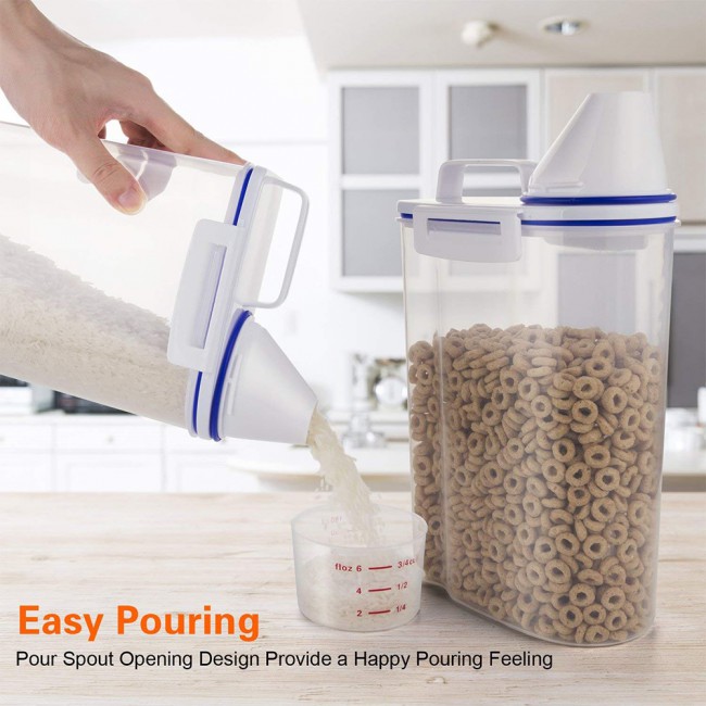 Rice and Cereal Storage Container with Measuring Cup 2.5ml 5-Pack 