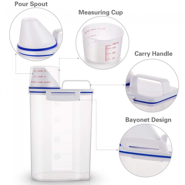 Rice and Cereal Storage Container with Measuring Cup 2.5ml 5-Pack 