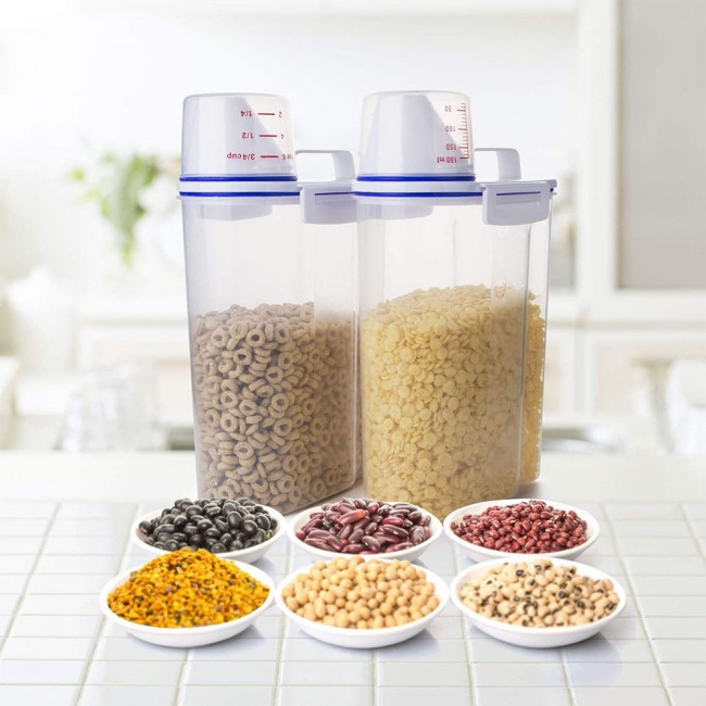 Rice and Cereal Storage Container with Measuring Cup 2.5ml 5-Pack 