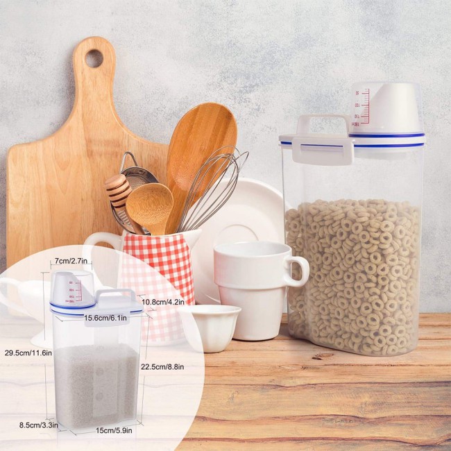 Rice and Cereal Storage Container with Measuring Cup 2.5ml 5-Pack 