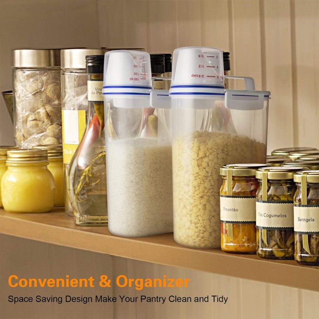 Rice and Cereal Storage Container with Measuring Cup 2.5ml 5-Pack 
