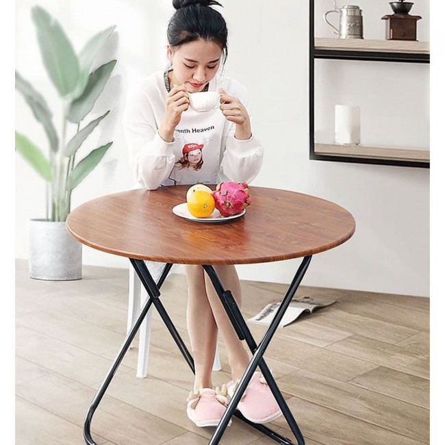 Round Foldable Wooden Table 60cm x71cm - Brown
