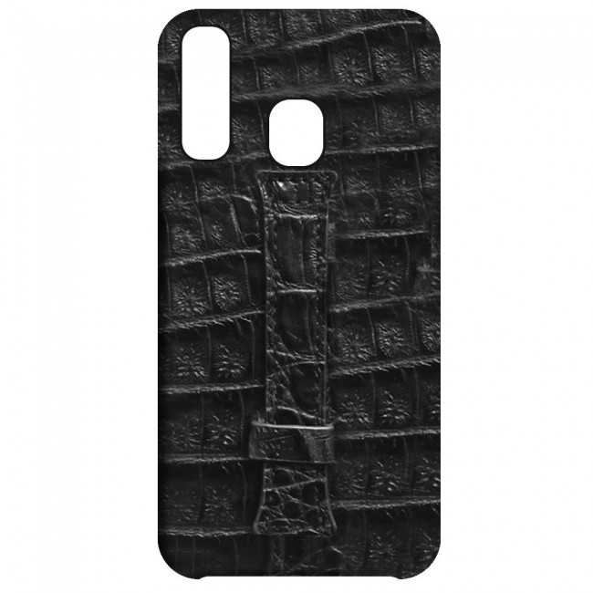 Samsung Galaxy A40 Leather Case Cover Crocodile Design - Black