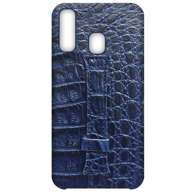 Samsung Galaxy A40 Leather Case Cover Crocodile Design - Blue
