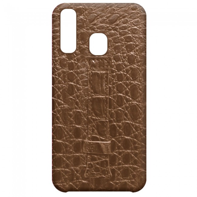 Samsung Galaxy A40 Leather Case Cover Crocodile Design - Brown