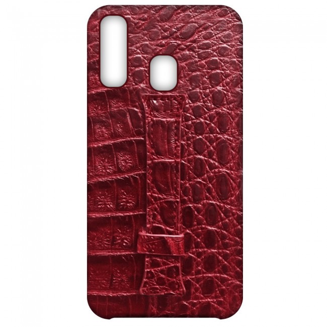 Samsung Galaxy A40 Leather Case Cover Crocodile Design - Red Maroon