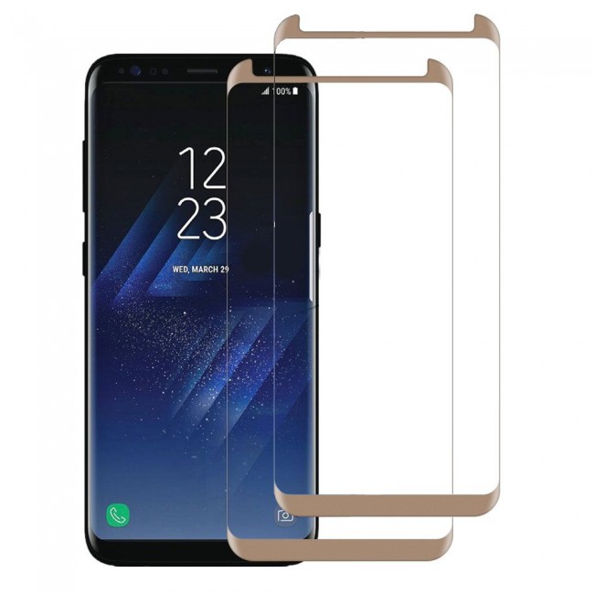 Samsung Galaxy Note 8 3D Tempered Curved Glass Screen Protector 2Pack Super Shieldz by Margoun - Gold Edge