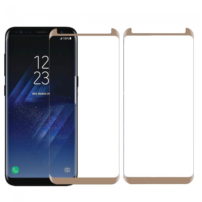 Samsung Galaxy Note 8 3D Tempered Curved Glass Screen Protector 2Pack Super Shieldz by Margoun - Gold Edge
