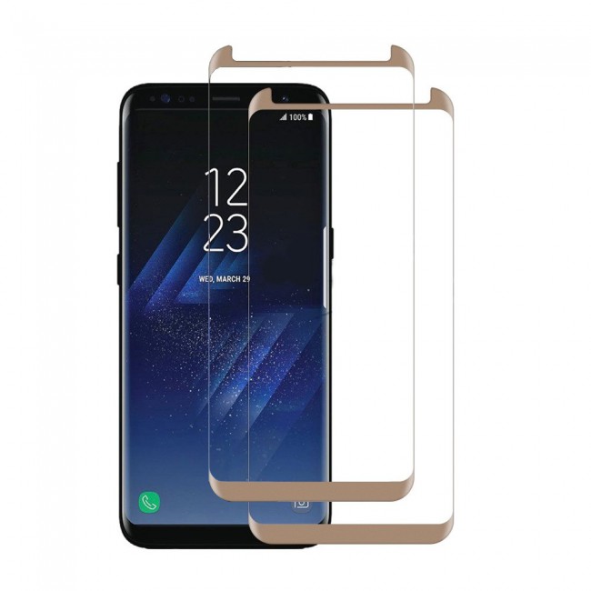 Samsung Galaxy Note 8 3D Tempered Curved Glass Screen Protector 2Pack Super Shieldz by Margoun - Gold Edge