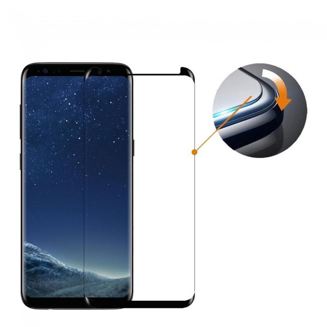 Samsung Galaxy S8 3D Tempered Curved Glass Screen Protector - Black Edge