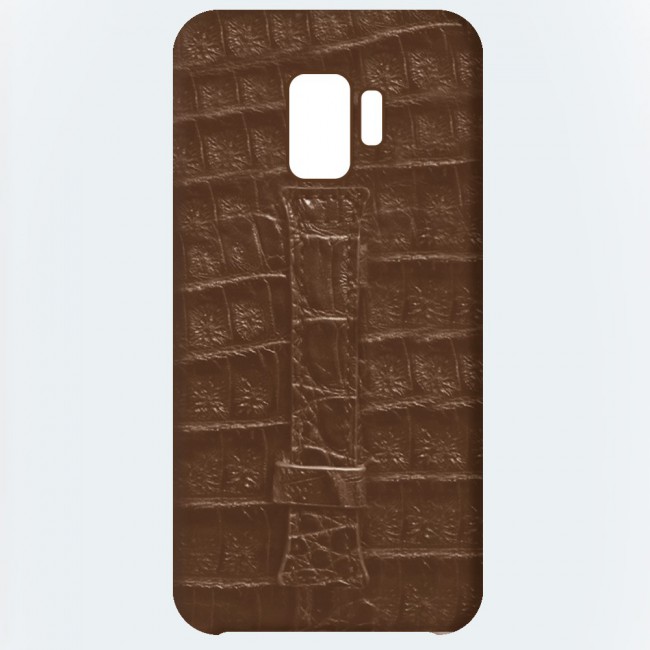 Samsung Galaxy S9 Leather Case Cover Crocodile  Design - Brown