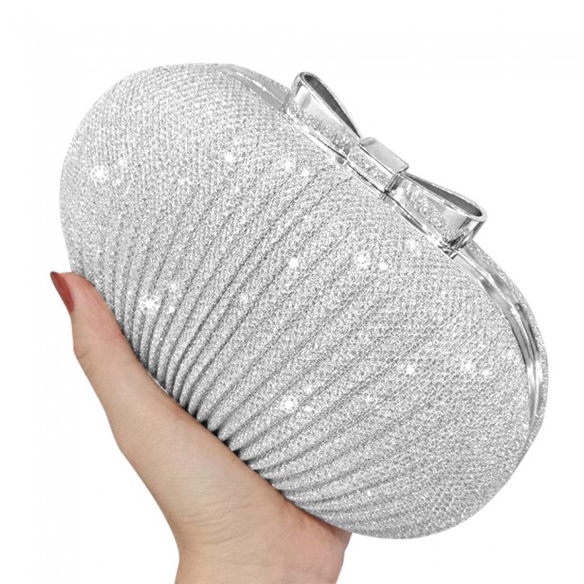 Shinny Bling Beaded Diamonds Evenings Clutch Formal Party Bag for Women Silver GSMprice