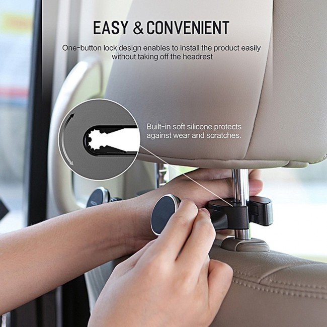 Universal Headrest Car Phone Holder Multi-Functional Car Mount in Black