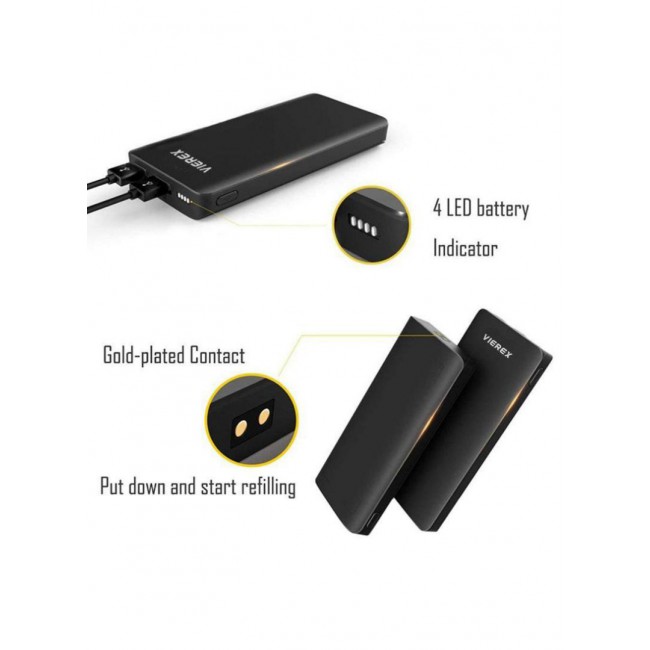Vierex 10000mAh Charging Station with 8 Portable Power Banks - Black
