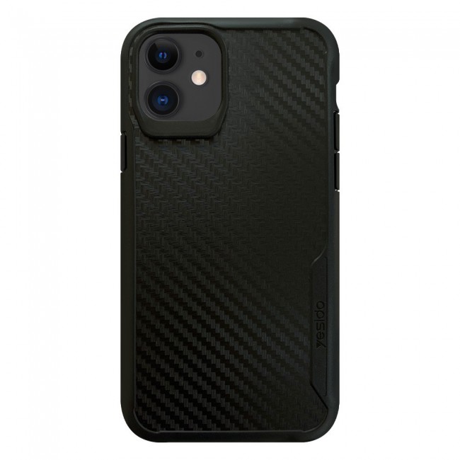 Yesido Carbon Fiber Case Cover for Apple iPhone 12 and iPhone 12 Pro - Black