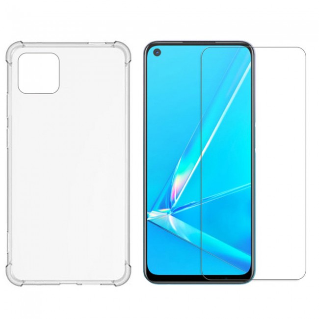 Oppo A72 5G TPU Gorilla Case Cover with Tempered Screen Protector - Clear