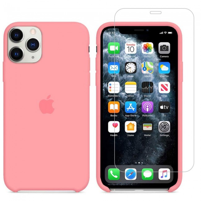 Margoun 2Pack Apple iPhone 12 Pro Max Silicone Case Cover and Clear Screen Protector - Pink