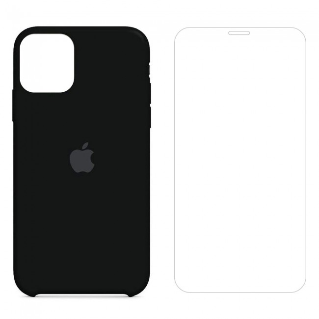 Margoun 2Pack Apple iPhone 12 Pro Max Silicone Case Cover and Clear Screen Protector - Black