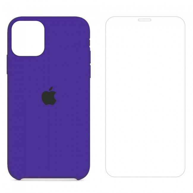 Margoun 2Pack Apple iPhone 12 Pro Max Silicone Case Cover and Clear Screen Protector - Purple