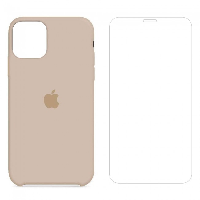 Margoun 2Pack Apple iPhone 12 Pro Max Silicone Case Cover and Clear Screen Protector - Taupe
