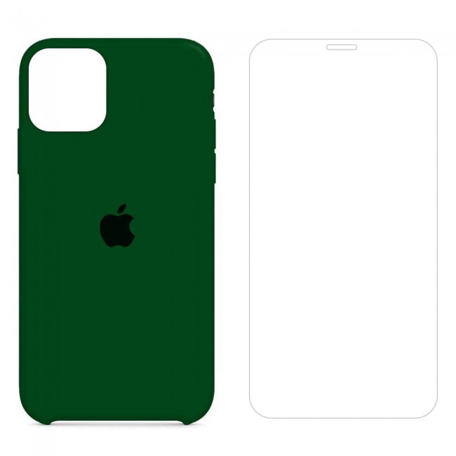 Margoun 2Pack Apple iPhone 12 Pro Max Silicone Case Cover and Clear Screen Protector - Green