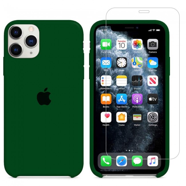 Margoun 2Pack Apple iPhone 12 Pro Max Silicone Case Cover and Clear Screen Protector - Green
