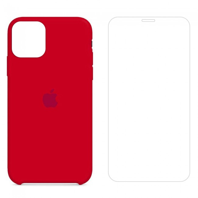 Margoun 2Pack Apple iPhone 12 Pro Max Silicone Case Cover and Clear Screen Protector - Red