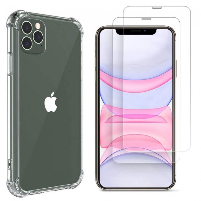 Apple iPhone 12 Pro TPU Gorilla Clear Case Cover with 2Pack Screen Protector
