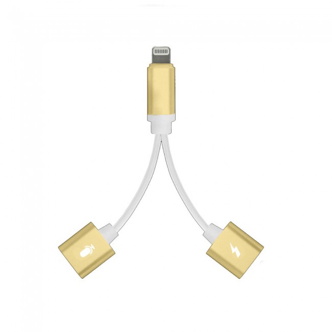 iPhone 3 in1 Double IP Socket Adapter - Gold