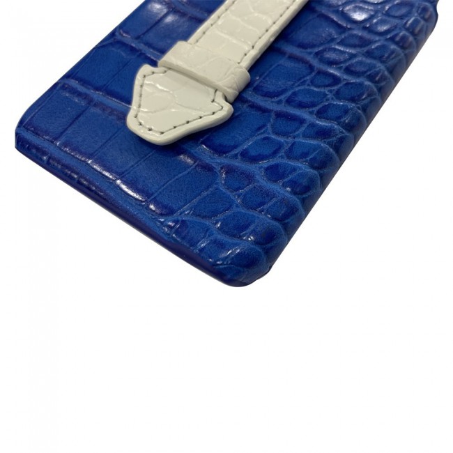 iPhone 7 Plus and 8 Plus Leather Case Cover Crocodile Design by Margoun - Blue White