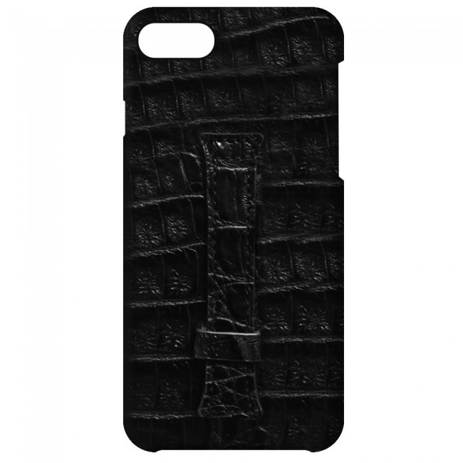 iPhone 7 and iPhone 8 Leather Case Cover Crocodile Design - Black