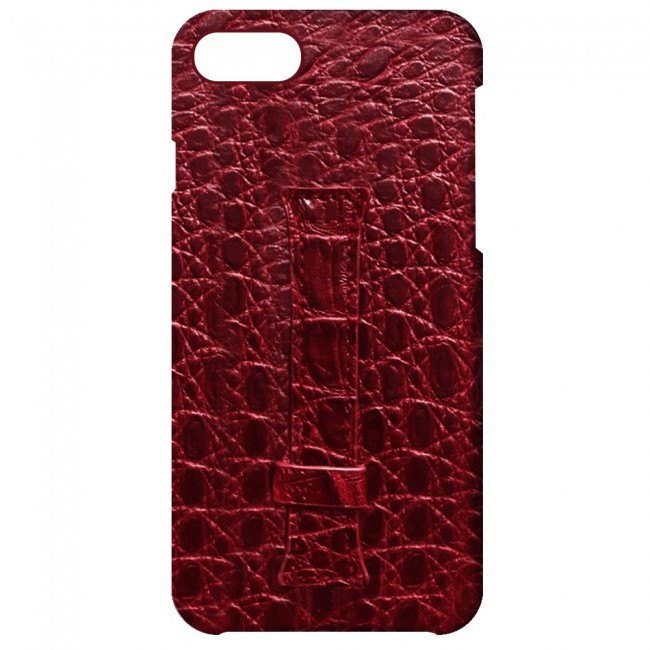 iPhone 7 and iPhone 8 Leather Case Cover Crocodile Design - Red Maroon