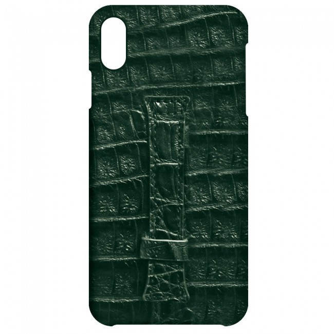 iPhone XS Max Leather Case Cover Crocodile Design - Green