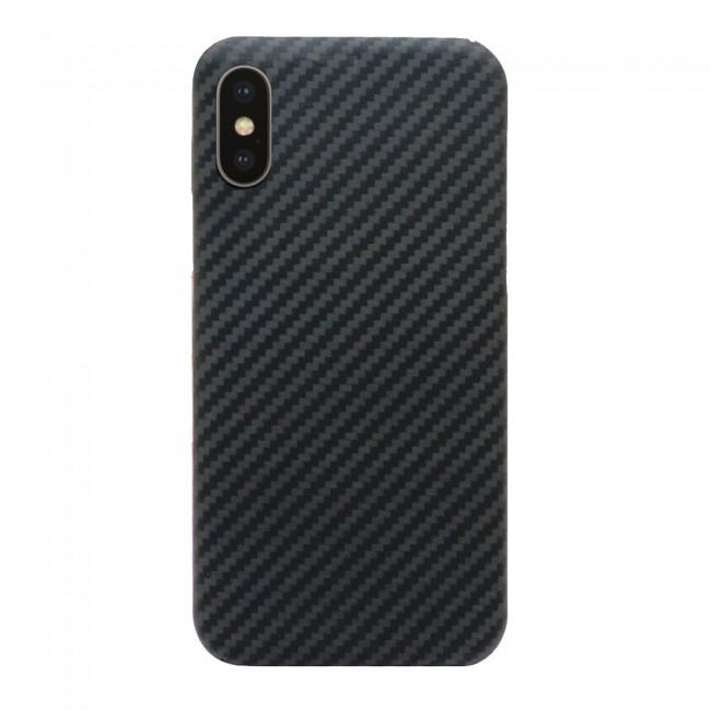 iPhone XS Protective Case Cover with Carbon Fiber Design - Black