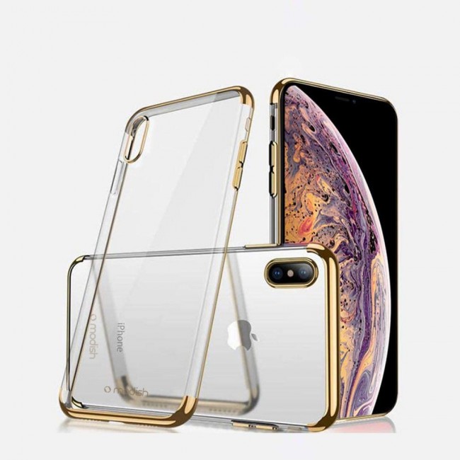 iphone XS Clear Case Cover with Gold Edge-Modish