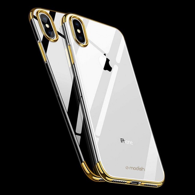 iphone XS Clear Case Cover with Gold Edge-Modish