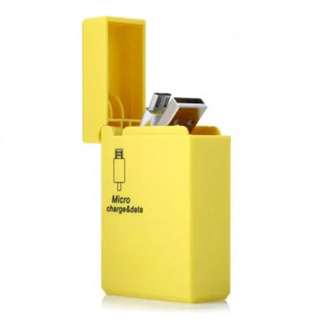 Margoun Micro USB Data and Charging Cable with a Portable Retractable Lighter Shape in ( Green , Yellow )