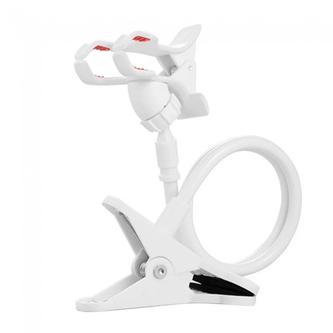 Flexible Phone Holder Bed Car Table Lazy Bracket for Smartphones - White