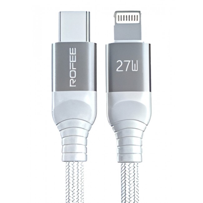 Rofee Fast Charging And Data Transmittion Cable 27W 1.2 Metre C to Lightning Cable Nylon USBC to Lightning Charge Cord for USB C TO Lightning Devices White