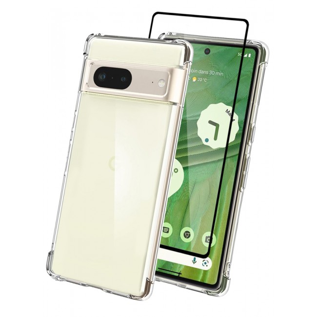 MARGOUN 2 Packs For Google Pixel 7 TPU Case and Screen Protector Clear Anti-Yellowing Transparent Shockproof Protective Phone Case Scratch Resistant Reinforced Corners Cover