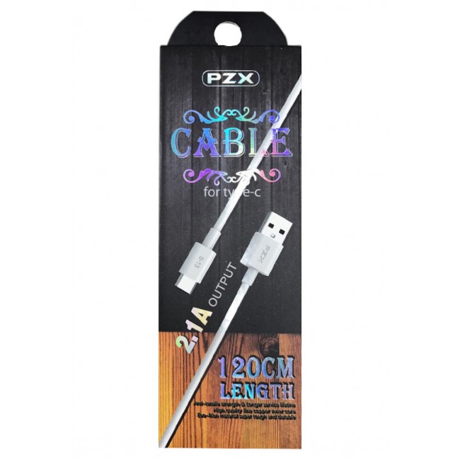 PZX S13 Charge and Sync USB C Type-C Cable for Smartphones 1.2 Meter - White