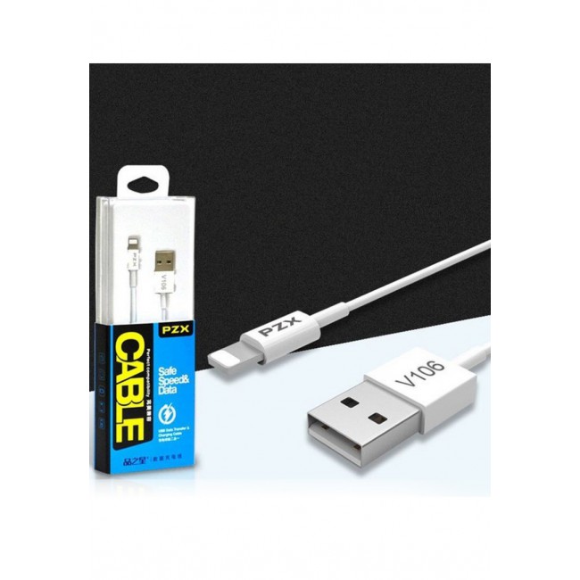 PZX V106 Charge and Transfer Lightning Cable for iPhone 1.2M - White