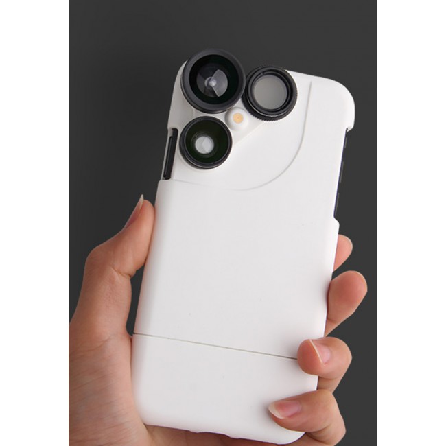 PICKOGEN 4 in 1 External Wide Telephoto Camera Lens Case for Apple iPhone X