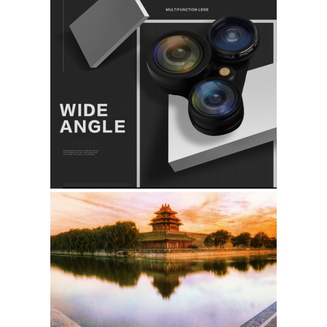 PICKOGEN 4 in 1 External Wide Telephoto Camera Lens Case for Apple iPhone X