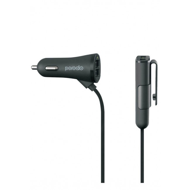 Porodo Car Charger 4 USB Ports Passenger 8.2A 6ft - Black