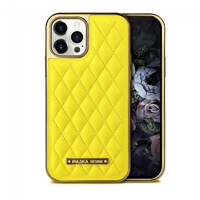 Puloka Rhomboid design Electroplating PU Leather Case Cover for